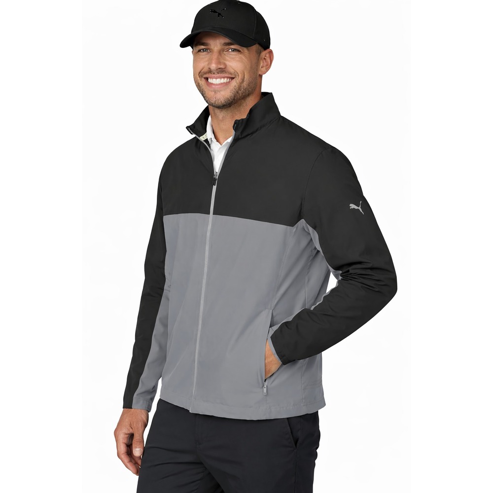 Puma Men's First Mile Golf UPF 50+ Wind Jacket Black Grey NEW $100 Large
